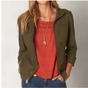 PrAna Mayve Army Green Military Style Full Zip Cotton Utility Jacket Size L
